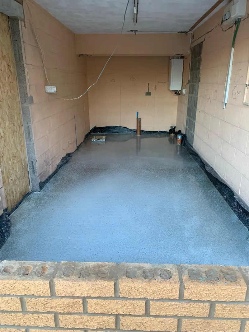 Leicester Forest East: During: the floor installation